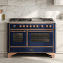 ILVE Majestic II 48 Inch Dual Fuel Range, Double Oven, 8 Burners & Griddle UM12FDNS3 - MyBBQDirect