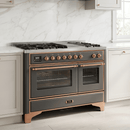 ILVE Majestic II 48 Inch Dual Fuel Range, Double Oven, 8 Burners & Griddle UM12FDNS3 - MyBBQDirect