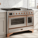 ILVE Majestic II 48 Inch Dual Fuel Range, Double Oven, 8 Burners & Griddle UM12FDNS3 - MyBBQDirect