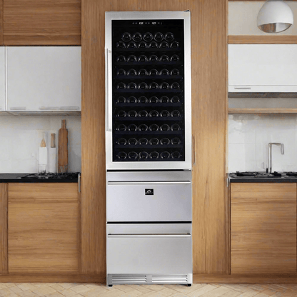 Forno Capraia 24'' Built-In Compressor Wine Cooler - Dual Zone - 108 Bottles -FWCDR6628-24S