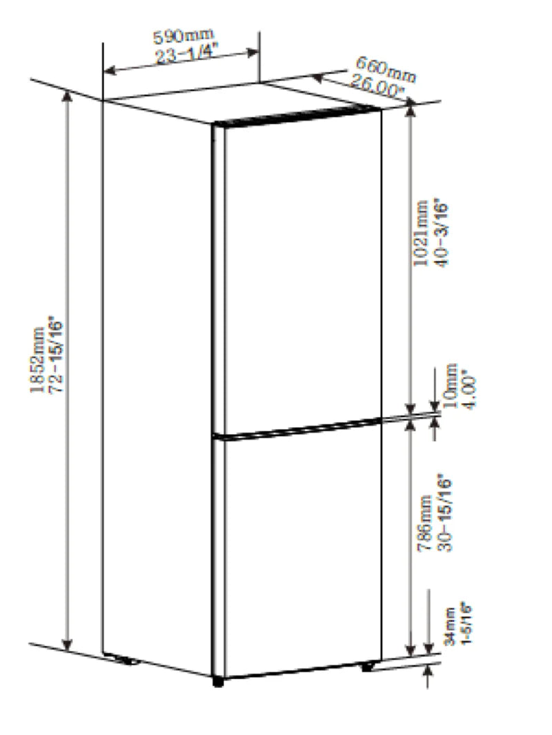 FORNO 24-Inch Refrigerator 11.1 cu.ft Bottom Freezer in Stainless Steel with Side Grip Handle - FFFFD1948-24LS