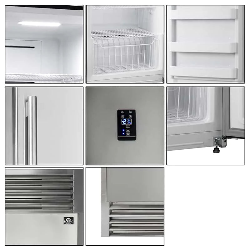 Forno 28" 13.8 cu.ft. Pro-Style Dual Combination Refrigerator & Freezer with 4" Grill Trim Kit in Stainless Steel