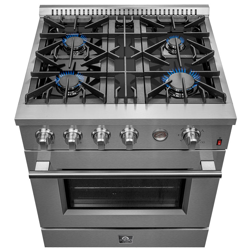 Forno 30" 4.32 cu.ft. Gas Range with 4 Burners and Built-In Temperature Gauge, FFSGS6277-30