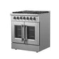 Forno 30-Inch Freestanding French Door Dual Fuel Range with 5 Burners and 68,000 BTUs in Stainless Steel 