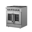 Forno 30-Inch Freestanding French Door Dual Fuel Range with 5 Burners and 68,000 BTUs in Stainless Steel 