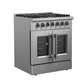 Forno 30-Inch Freestanding French Door Dual Fuel Range with 5 Burners and 68,000 BTUs in Stainless Steel 