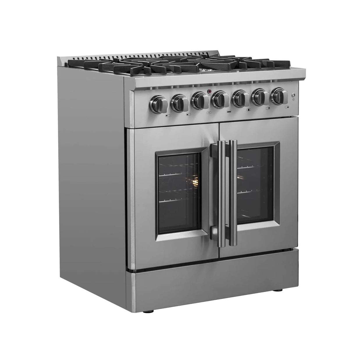 Forno 30-Inch Freestanding French Door Dual Fuel Range with 5 Burners and 68,000 BTUs in Stainless Steel 