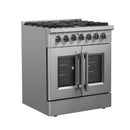 Forno 30-Inch Freestanding French Door Dual Fuel Range with 5 Burners and 68,000 BTUs in Stainless Steel 