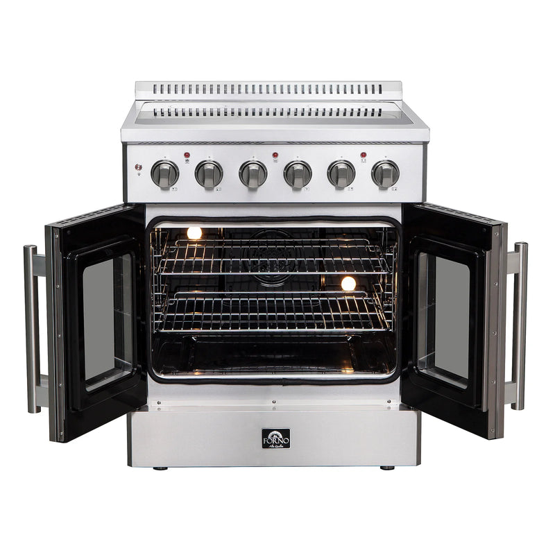 Forno 30-Inch French Door Electric Range with Convection Oven in Stainless Steel