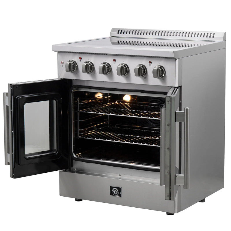 Forno 30-Inch French Door Electric Range with Convection Oven in Stainless Steel