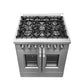 FORNO 30-Inch Galiano Freestanding French Door Dual Fuel Range with 5 Burners and 68,000 BTUs in Stainless Steel - FFSGS6356-30