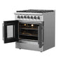 FORNO 30-Inch Galiano Freestanding French Door Dual Fuel Range with 5 Burners and 68,000 BTUs in Stainless Steel - FFSGS6356-30