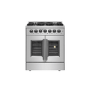 FORNO 30-Inch Galiano Freestanding French Door Dual Fuel Range with 5 Burners and 68,000 BTUs in Stainless Steel - FFSGS6356-30