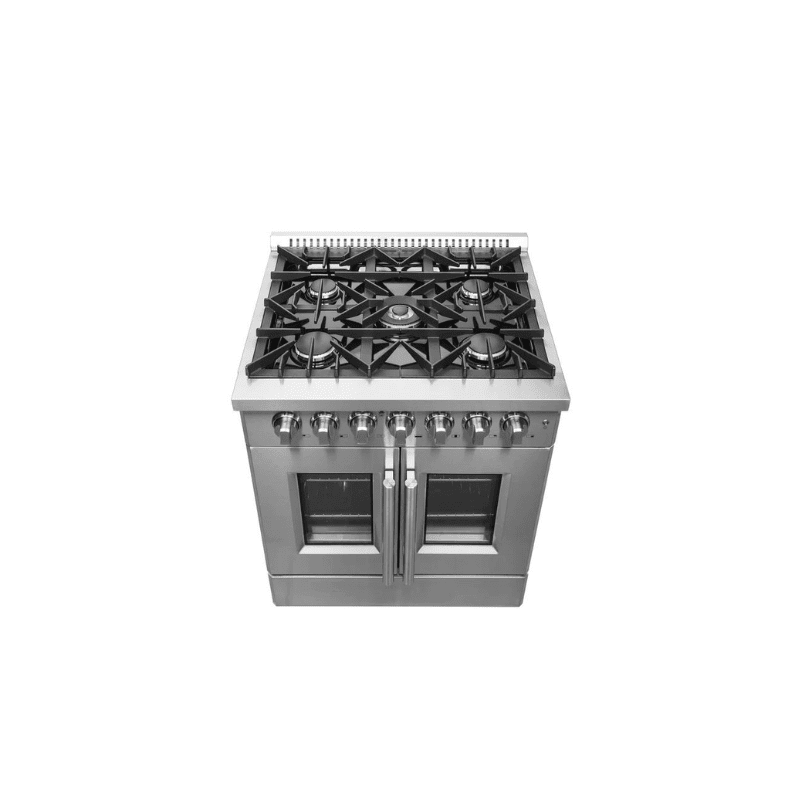 FORNO 30-Inch Galiano Freestanding French Door Dual Fuel Range with 5 Burners and 68,000 BTUs in Stainless Steel - FFSGS6356-30