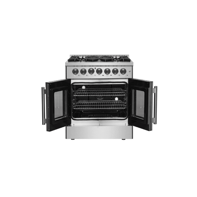 FORNO 30-Inch Galiano Freestanding French Door Dual Fuel Range with 5 Burners and 68,000 BTUs in Stainless Steel - FFSGS6356-30