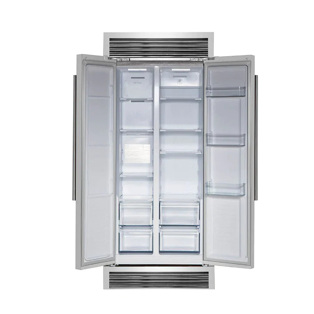FORNO Salerno 33" Side by Side Built-in Refrigerator 15.6 cu.ft in Stainless Steel with Built-in Style Grille Trim Kit - FFRBI1805-37SG