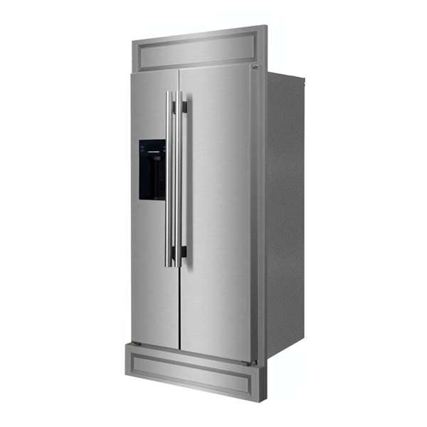 Forno 36" 20 cu. ft. Side-by-Side Built-In Refrigerator with Water and Ice Dispenser and Modern Trim Kit, FFRBI1844-40MG