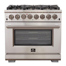 FORNO Fratta 36" Platinum Freestanding Dual Fuel Range - FFSGS6187-36