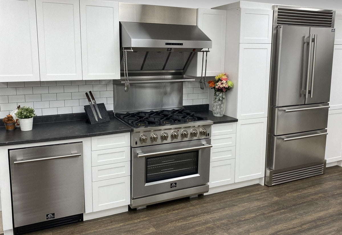 FORNO Gallipoli 36" French Door Refrigerator 19 cu.ft with Built-in Style Grille Trim Kit - FFRBI1820-40SG