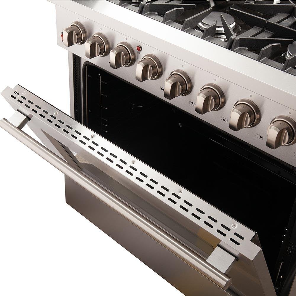 FORNO Maniago 36" Gold Freestanding Dual Fuel Range with 240v Electric Oven - 6 Burners and Convection Oven-FFSGS6156-36