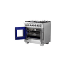 FORNO 36-Inch Capriasca Gas Range with 6 Burners, 120,000 BTUs, & French Door Gas Oven in Stainless Steel - FFSGS6460-36