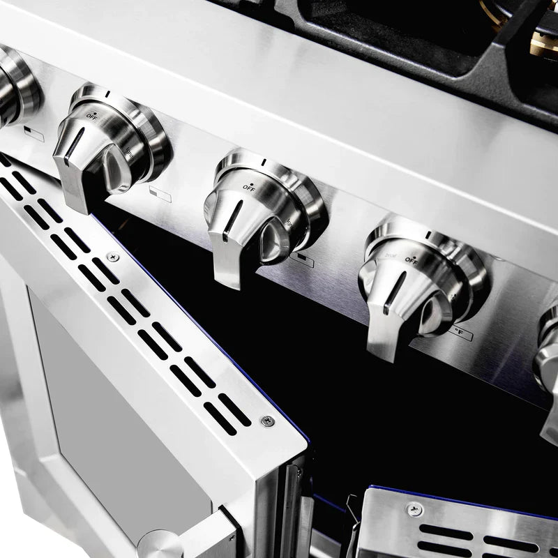 FORNO 36-Inch Capriasca Gas Range with 6 Burners, 120,000 BTUs, & French Door Gas Oven in Stainless Steel - FFSGS6460-36