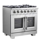 FORNO 36-Inch Capriasca Gas Range with 6 Burners, 120,000 BTUs, & French Door Gas Oven in Stainless Steel - FFSGS6460-36
