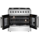 Forno 36-Inch Dual Fuel Range with 6 Gas Burners, 83,000 BTUs, & French Door Electric Oven in Stainless Steel