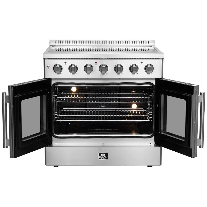 Forno 36-Inch French Door Electric Range with Convection Oven in Stainless Steel