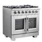 Forno 36-Inch Gas Range with 6 Burners, 120,000 BTUs, & French Door Gas Oven in Stainless Steel 
