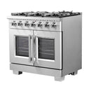 Forno 36-Inch Gas Range with 6 Burners, 120,000 BTUs, & French Door Gas Oven in Stainless Steel 