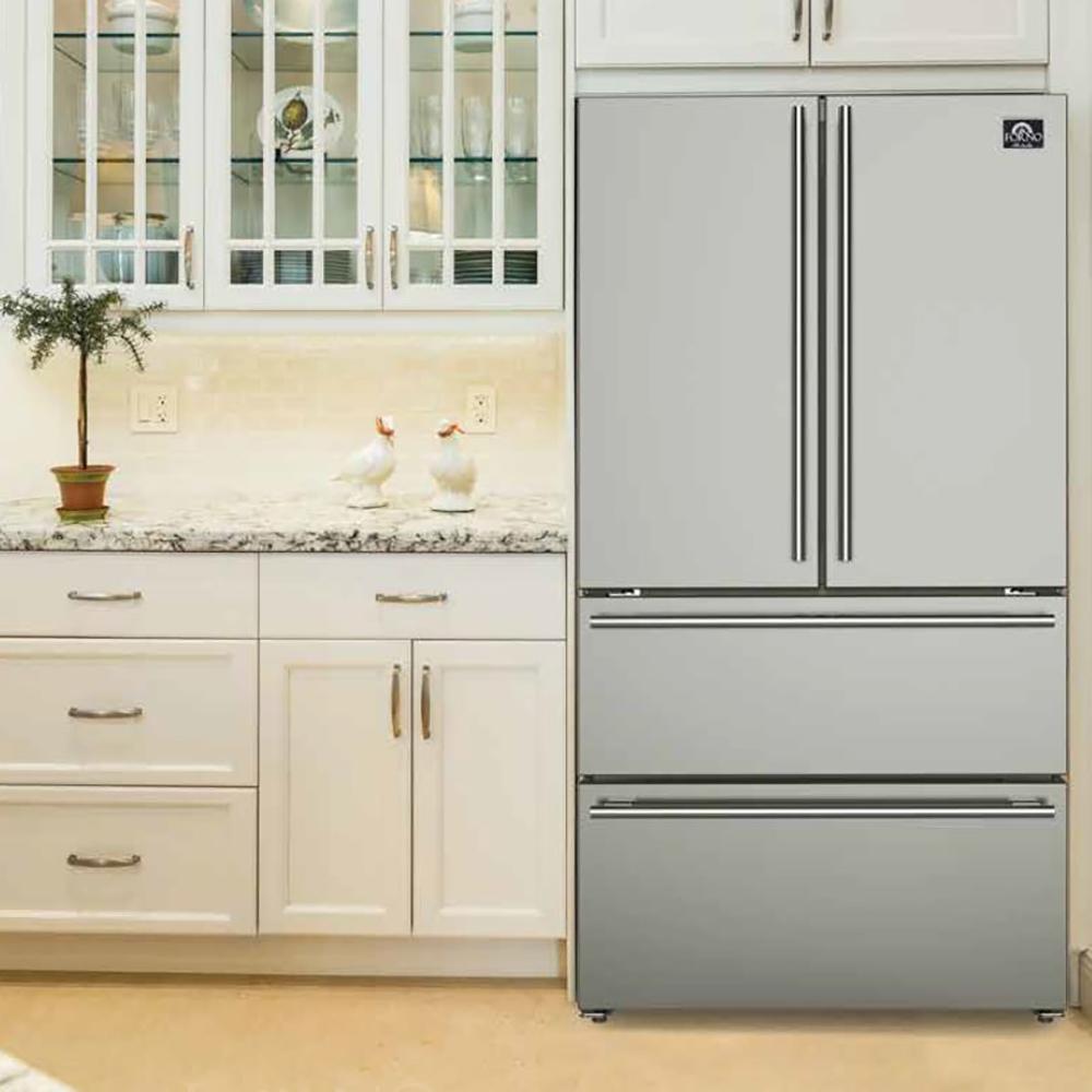 FORNO Gallipoli 36 Inch French Door Refrigerator 19 cu.ft - FFRBI1820-36SB