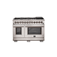 FORNO Fratta 48" Platinum Freestanding Dual Fuel Range with 240v Electric Oven - 8 Burners, Griddle, and 160,000 BTUs -FFSGS6187-48