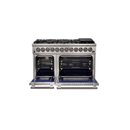 FORNO Fratta 48" Platinum Freestanding Dual Fuel Range with 240v Electric Oven - 8 Burners, Griddle, and 160,000 BTUs -FFSGS6187-48
