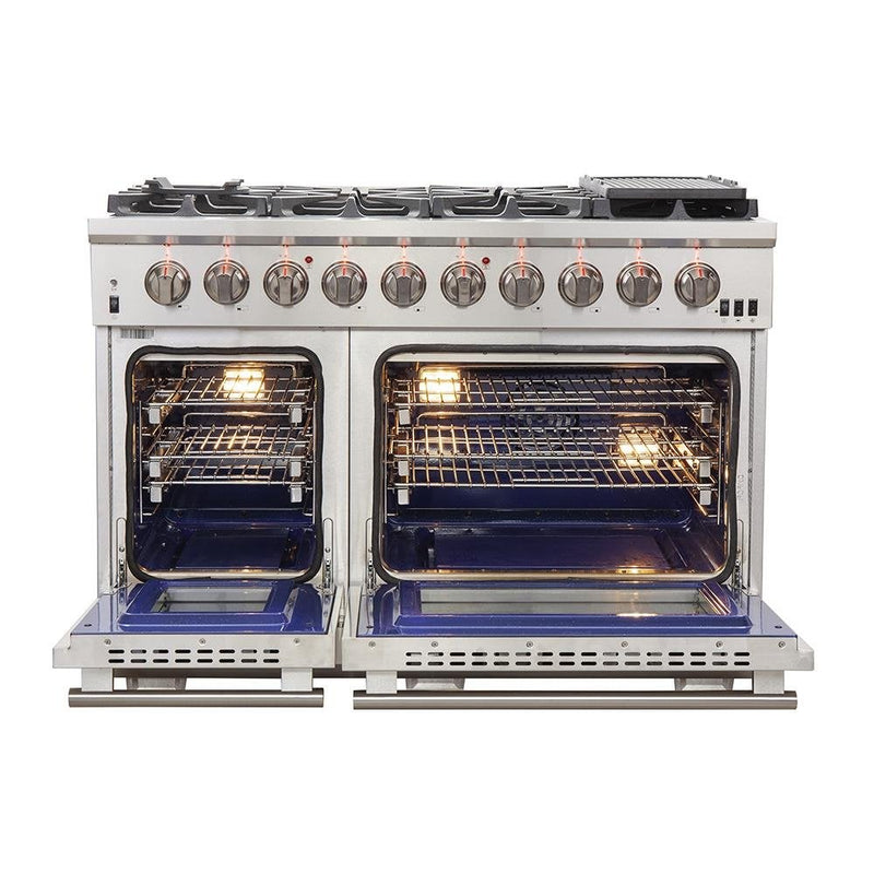 Forno 48" Capriasca Titanium Gas Range with 8 Burners, Griddle and 160,000 BTUs -FFSGS6260-48