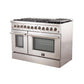 FORNO Maniago 48" Gold Freestanding Dual Fuel Range Gas Cooktop with 240v Electric Oven - 8 Burners, Griddle, and Double Oven -FFSGS6156-48