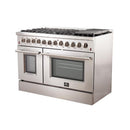 FORNO Maniago 48" Gold Freestanding Dual Fuel Range Gas Cooktop with 240v Electric Oven - 8 Burners, Griddle, and Double Oven -FFSGS6156-48