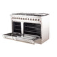 FORNO Maniago 48" Gold Freestanding Dual Fuel Range Gas Cooktop with 240v Electric Oven - 8 Burners, Griddle, and Double Oven -FFSGS6156-48