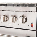 FORNO Maniago 48" Gold Freestanding Dual Fuel Range Gas Cooktop with 240v Electric Oven - 8 Burners, Griddle, and Double Oven -FFSGS6156-48