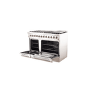 FORNO Maniago 48" Gold Freestanding Dual Fuel Range Gas Cooktop with 240v Electric Oven - 8 Burners, Griddle, and Double Oven -FFSGS6156-48