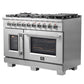 FORNO 48-Inch Capriasca Gas Range with 8 Burners, 160,000 BTUs, & French Door Gas Oven in Stainless Steel - FFSGS6460-48