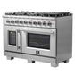 Forno 48-Inch Dual Fuel Range with 8 Gas Burners, 160,000 BTUs & French Door Electric Oven in Stainless Steel