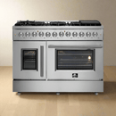 FORNO 48-Inch Galiano Dual Fuel Range with 8 Gas Burners, 107,000 BTUs, & French Door Electric Oven in Stainless Steel - FFSGS6356-48