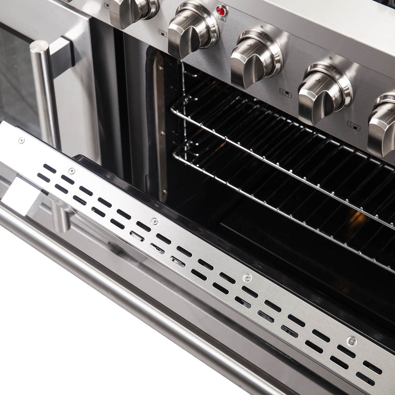 Forno 48-Inch Galiano Gas Range with 8 Gas Burners, 107,000 BTUs, & French Door Gas Oven in Stainless Steel FFSGS6444-48