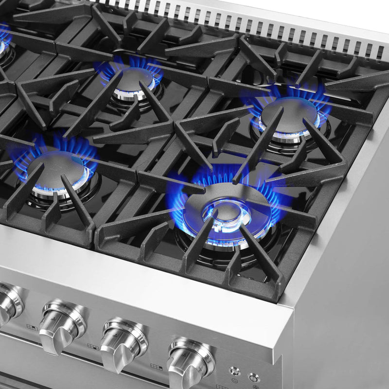 Forno 48-Inch Galiano Gas Range with 8 Gas Burners, 107,000 BTUs, & French Door Gas Oven in Stainless Steel FFSGS6444-48