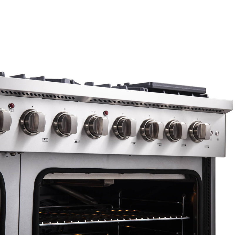 Forno 48-Inch Galiano Gas Range with 8 Gas Burners, 107,000 BTUs, & French Door Gas Oven in Stainless Steel FFSGS6444-48