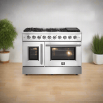 Forno 48-Inch Galiano Gas Range with 8 Gas Burners, 107,000 BTUs, & French Door Gas Oven in Stainless Steel FFSGS6444-48