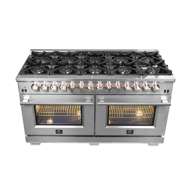 Forno 60-Inch Dual Fuel Range with 240v Electric Oven 10 Sealed Burners and 200,000 BTUs 