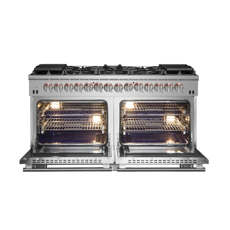 Forno 60-Inch Dual Fuel Range with 240v Electric Oven 10 Sealed Burners and 200,000 BTUs 