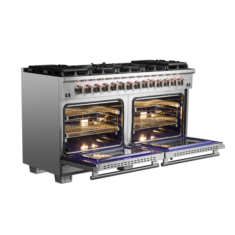 Forno 60-Inch Dual Fuel Range with 240v Electric Oven 10 Sealed Burners and 200,000 BTUs 